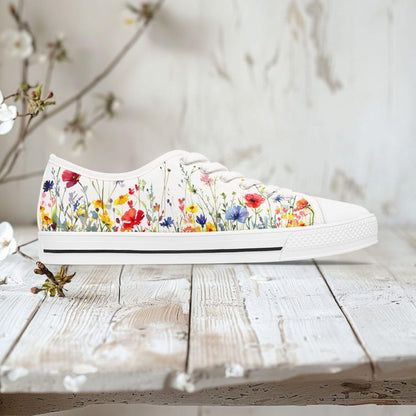 Colorful Women's Low Top Sneaker Wildflower Floral Sneakers